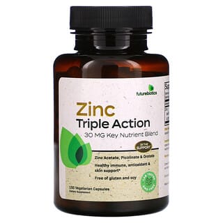 FutureBiotics, Zinc de triple acción, 30 mg, 150 cápsulas vegetales