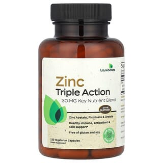Futurebiotics, Zinc dengan Tiga Kegunaan, 30 mg, 150 Kapsul Vegetarian