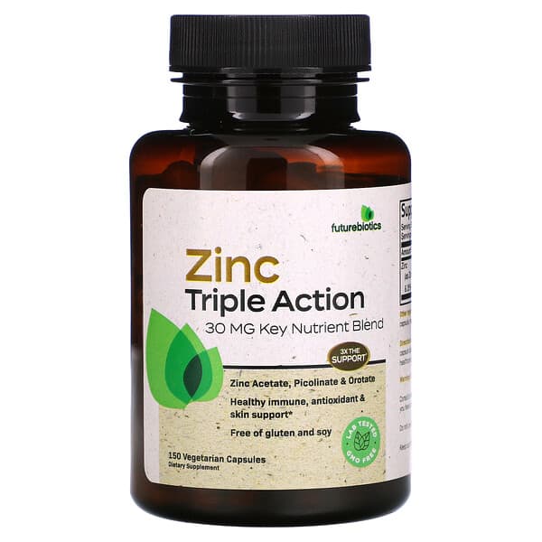 Futurebiotics, Zinc Triple Action, 30 mg, 150 Vegetarian Capsules