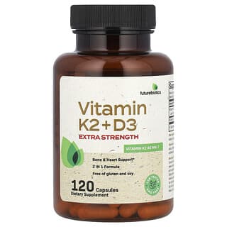 Futurebiotics, Vitamin K2 + D3, extra stark, 120 Kapseln