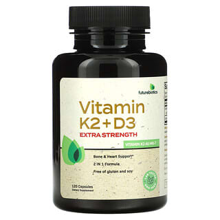 FutureBiotics, Vitamina K2 + D3, Concentración extra, 120 cápsulas
