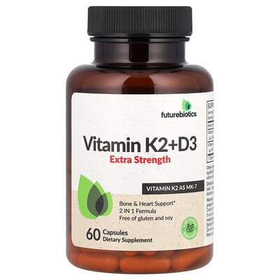 Futurebiotics, Vitamins K2+D3, Extra Strength, 60 Capsules