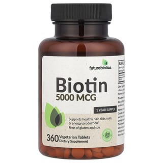 فيوتشربيوتيكس‏, Biotin , 5,000 mcg, 360 Vegetarian Tablets