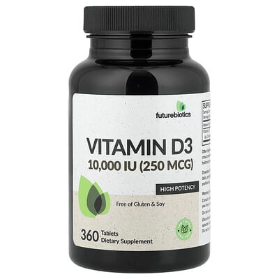 Futurebiotics, Vitamin D3, 250 mcg (10,000 IU), 360 Tablets