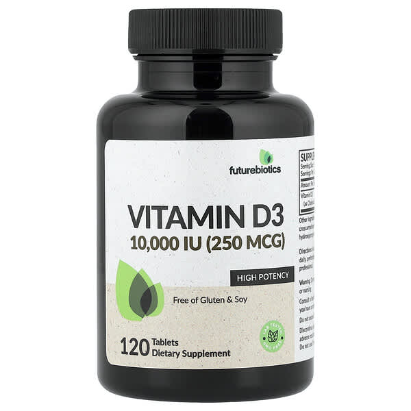 Vitamin D3, 250 mcg (10000 IU), 120 Tablets