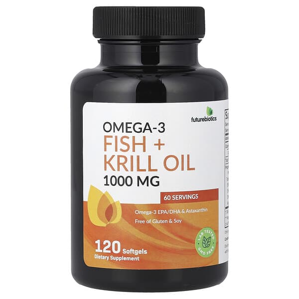 Futurebiotics, Omega-3, Fish + Krill Oil, 120 Softgels — product photo 1