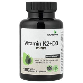 Futurebiotics, Vitaminas K2 y D3 minis, 180 comprimidos