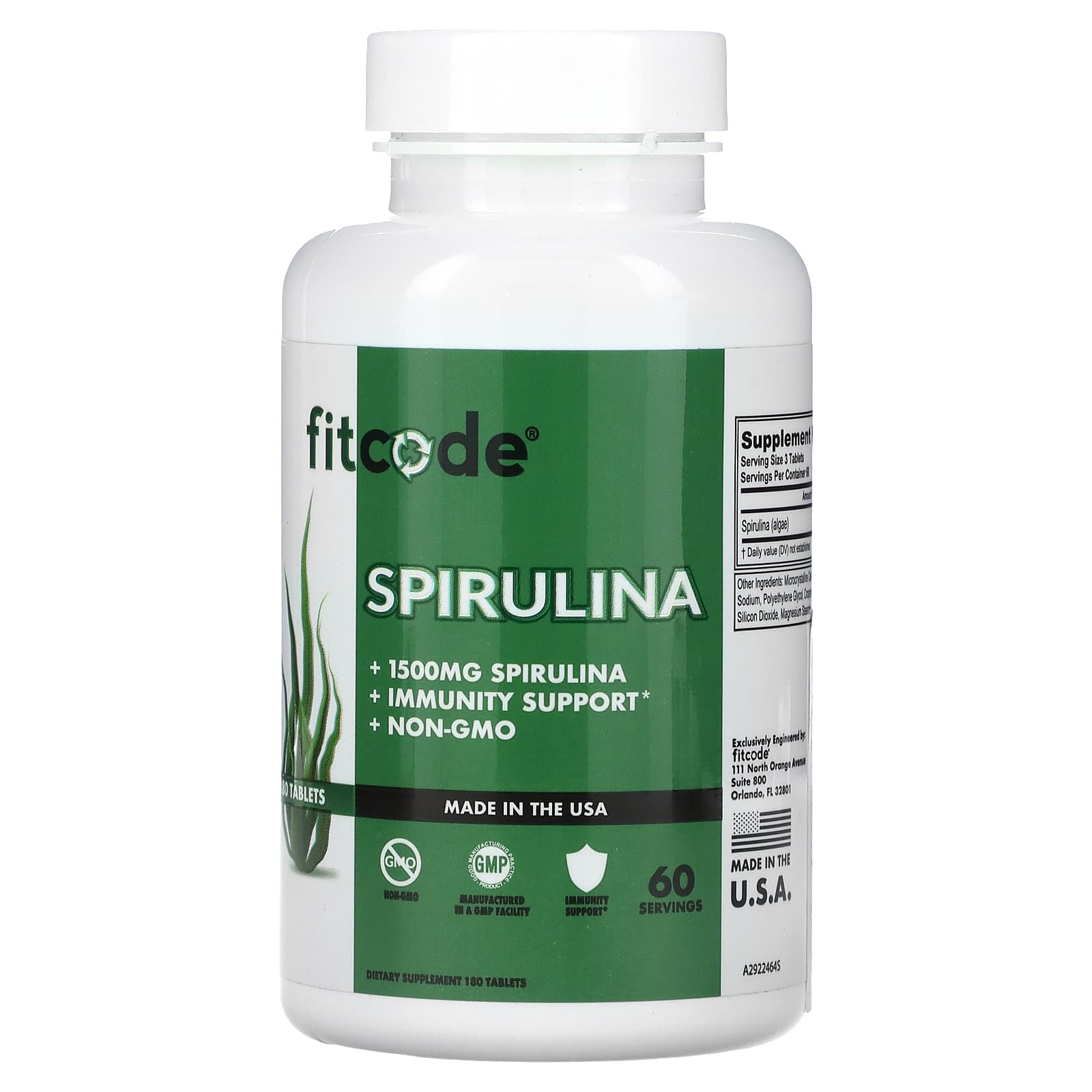 Espirulina, Intersa, 500 mg, 180 Comprimidos