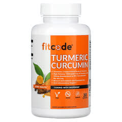 fitcode, Turmeric Curcumin, Kurkuma-Curcumin, 1.500 mg, 90 vegetarische Kapseln (500 mg pro Kapsel)