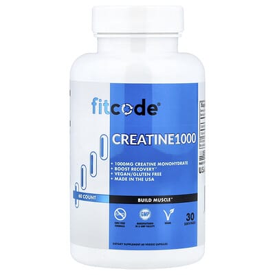 fitcode, Creatine1000, 60 Veggie Capsules (500 mg per Capsule)