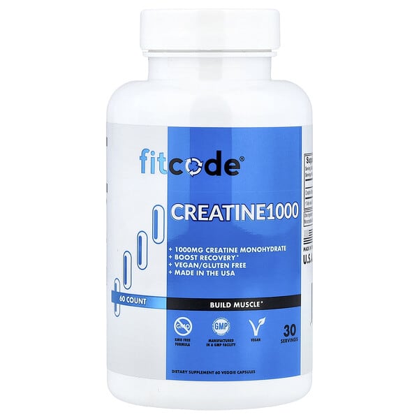 fitcode Creatine1000, 60 Veggie Capsules (500 mg per Capsule)
