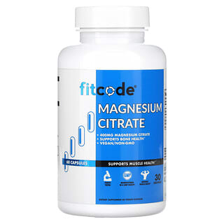 fitcode, Citrato de magnesio, 400 mg, 60 cápsulas vegetales (200 mg por cápsula)