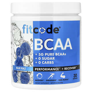 fitcode, BCAA, Blue Raz, Sabor a frambuesa azul, 240 g (8,5 oz)