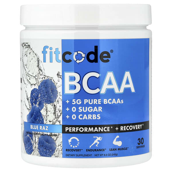 fitcode BCAA, Blue Raz, 8.5 oz (240 g)