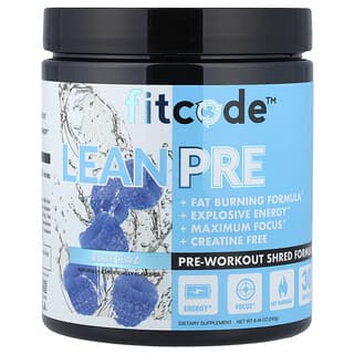 fitcode, LeanPre, Formula Shred înainte de antrenament, Zmeură albastră, 8,46 oz (240 g)
