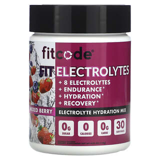 fitcode, Fit Electrolytes, Mezcla de hidratación con electrolitos, Baya mixta`` 114 g (4,02 oz)