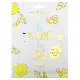 FaceTory, Be Bright Be You, Mascarilla de belleza iluminadora con lámina dorada, 1 lámina, 26 g (0,88 oz. Líq.)