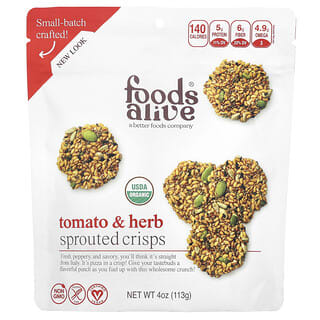 Foods Alive, Sprouted Crisps, Tomato & Herb, 4 oz (113 g)