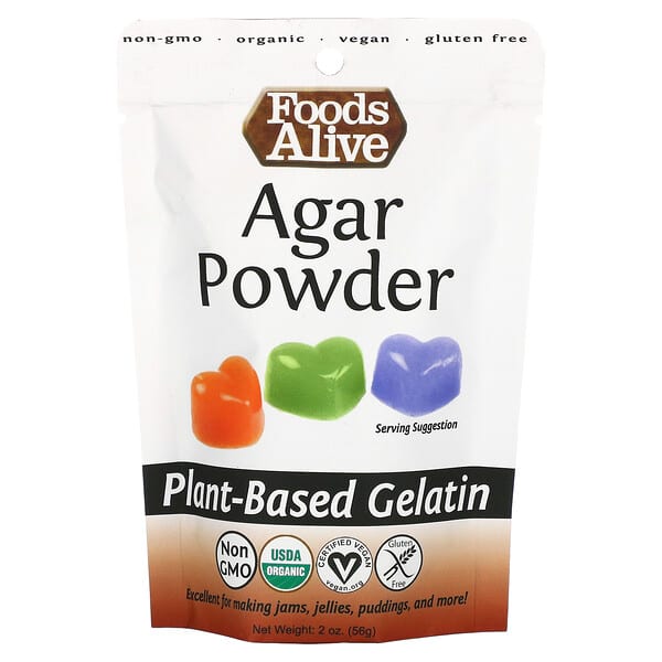 Foods Alive, Agar Powder, Plant Based Gelatin, 2 oz (56 g)
