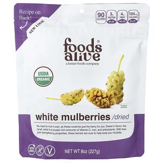 Foods Alive, органическая белая шелковица, сушеная, 227 г (8 унций)