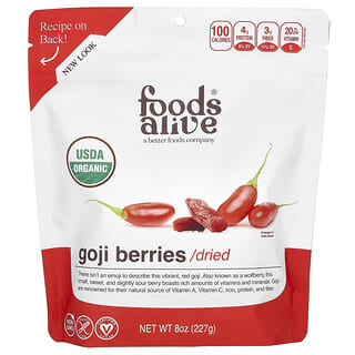 Foods Alive, Organic Goji Berries, Bio-Goji-Beeren, getrocknet, 227 g (8 oz.)