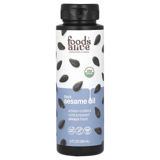 Foods Alive, Aceite de sésamo negro orgánico, Aceite artesanal prensado en frío, 236 ml (8 oz. líq.)