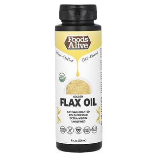 Foods Alive, Aceite de lino dorado orgánico, Prensado en frío de forma artesanal, 236 ml (8 oz. líq.)