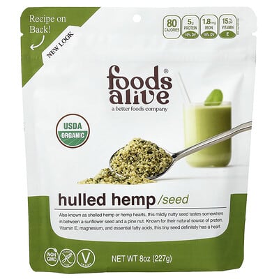 Foods Alive, Organic Hulled Hemp Seeds, 8 oz (227 g)