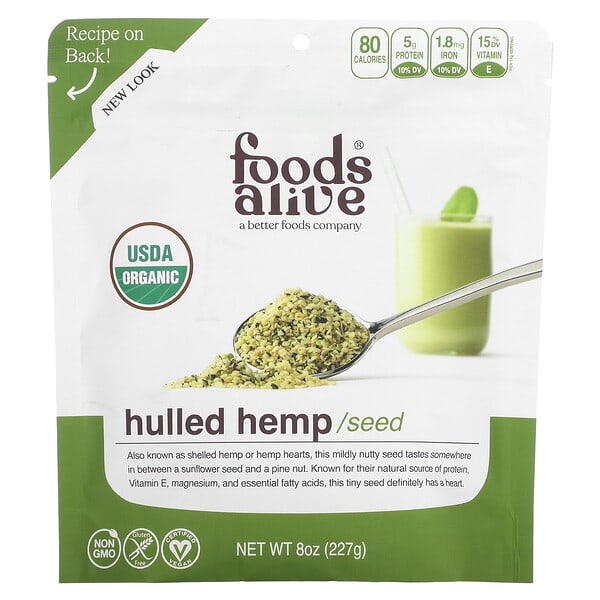 Organic Hulled Hemp Seeds, 8 oz (227 g)