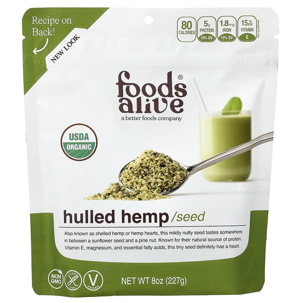 Foods Alive, 有機去殼火麻籽，8 盎司（227 克）