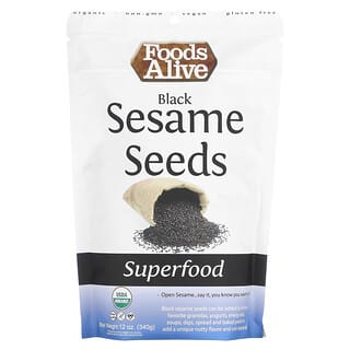 Foods Alive‏, מזון-על, זרעי שומשום שחור אורגניים, 338 גרם (12 אונקיות)