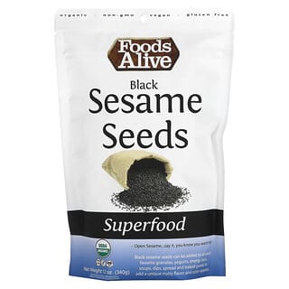Foods Alive, суперфуд, семена органического черного кунжута, 338 г (12 унций)
