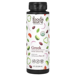 Foods Alive, Organic Salad Dressing with Flax Oil, Bio-Salatdressing mit Leinöl, griechisch, 236 ml (8 fl. oz.)