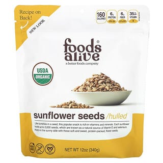 Foods Alive, органические семена подсолнечника, очищенные, 340 г (12 унций)