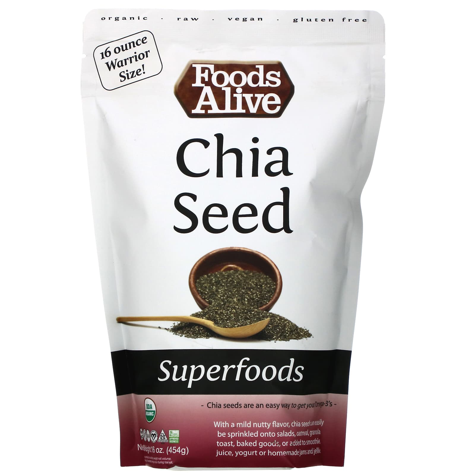 Foods Alive Superfoods Organic Chia Seed 16 Oz 454 G