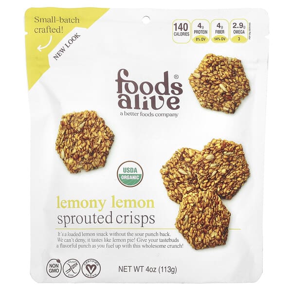 Sprouted Crisps, Lemony Lemon, 4 oz (113 g)