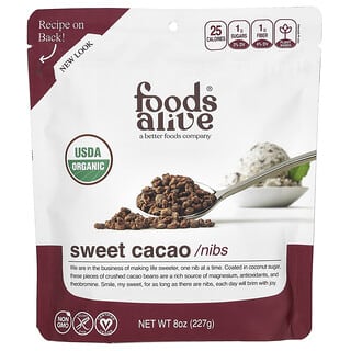 Foods Alive, Organic Sweet Cacao Nibs, süße Bio-Kakaonibs, 227 g (8 oz.)