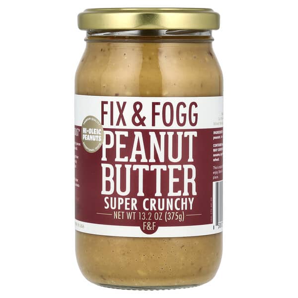 Fix &amp; Fogg, Peanut Butter, Super Crunchy, 13.2 oz (375 g)