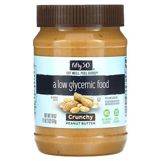 Fifty 50, Manteiga de amendoim com baixo índice glicêmico, crocante, 510 g (18 oz)