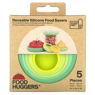 Food Huggers, Reusable Silicone Food Savers, 5 Pieces