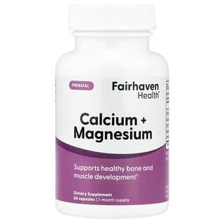Fairhaven Health, Suplemento prenatal, Calcio y magnesio, 60 cápsulas