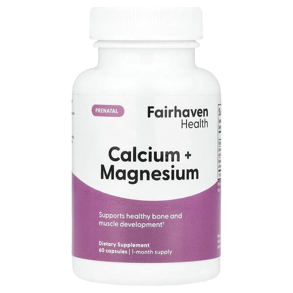 Fairhaven Health Prenatal, Calcium + Magnesium, 60 Capsules