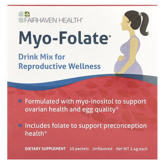 Fairhaven Health, Myo-Folate, Mélange à boire pour le bien-être du système reproductif, Sans arôme, 30 sachets, 2,4 g chacun