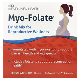 Fairhaven Health, Myo-Folate®, Drink Mix for Reproductive Wellness, Unflavored, 30 Packets, 2.4 g Each