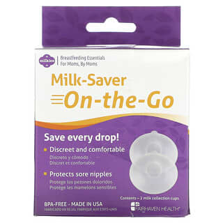 Fairhaven Health, Milkies, Milk-Saver-On-The-Go, 2 tazas recolectoras de leche