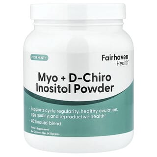 Fairhaven Health, 미오이노시톨 및 d-카이로이노시톨 분말, 432g(15oz)