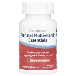 Fairhaven Health, Suplemento multivitamínico esencial prenatal, Menta natural, 60 cápsulas