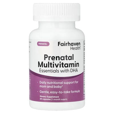 Fairhaven Health, Prenatal Multivitamin Essentials with DHA, Lemon Flavor, 60 Capsules