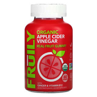 Fruily, Органический яблочный уксус с имбирем и витамином B12, фруктовый микс, 60 жевательных конфет
