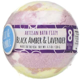 Fizz & Bubble, Esfera de banho efervescente artesanal, Black Amber & Lavender, 6,5 oz (184 g)